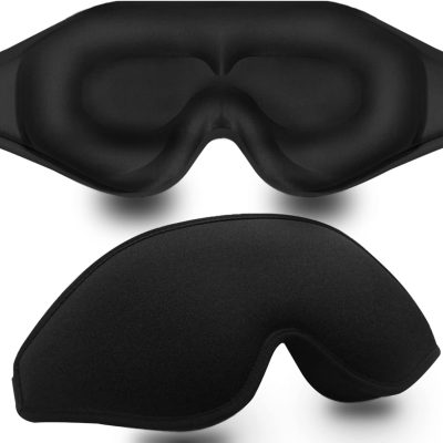 Sleep Mask, 3D Deep Contoured Eye Covers for Sleeping, 99% Block Out Light Eye Mask, Zero Eye Pressure Cup Blindfold for Men Women, with Adjustable Strap for Sleeping, Yoga, Traveling (Black)