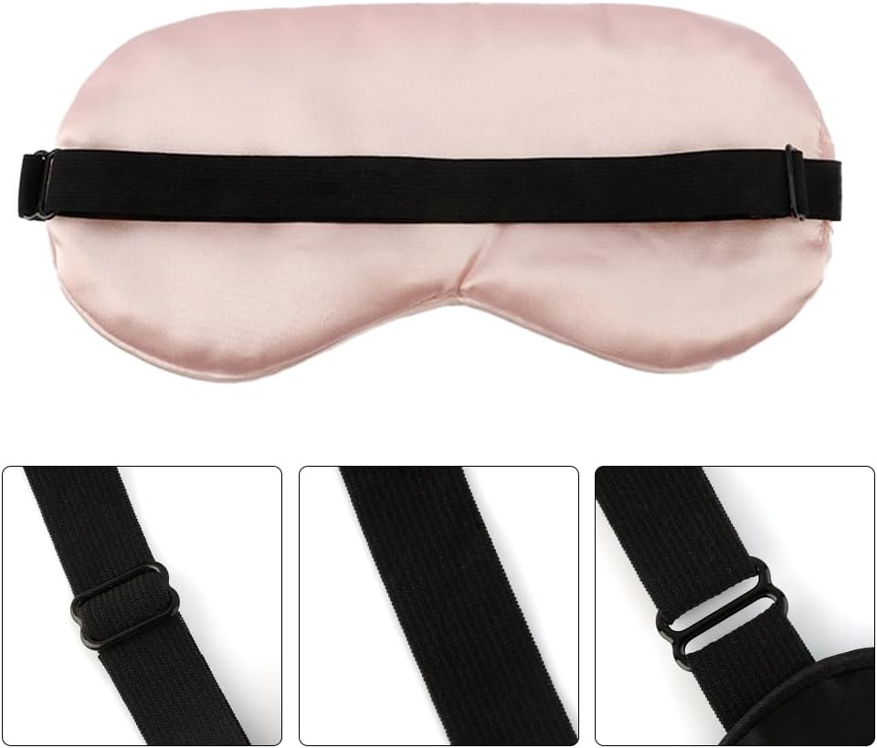 2 PCS Pink Satin Sleep Masks, Adjustable Silk Eye Mask for Sleeping, Blind Folds Soft Breathable Blindfold for Adults Couples Play Party Games Airplane Travel Essentials Eye Covers Patches Night Mask - Image 2