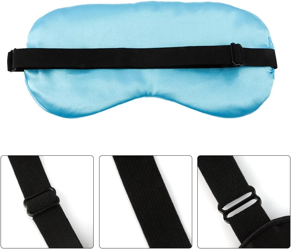 2 PCS Blue Silk Sleep Mask, Sleeping Eye Mask, Eye Masks for Sleep Silk Eye Mask for Sleeping Blindfold Travel Eye Mask Sleep for Men Eye Covers for Sleeping Mask Women Men Shade Cover Sleep Patches - Image 2