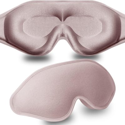 Sleep Mask, 3D Deep Contoured Eye Covers for Sleeping, 99% Block Out Light Eye Mask, Zero Eye Pressure Cup Blindfold for Men Women, with Adjustable Strap for Sleeping, Yoga, Traveling (Pink)