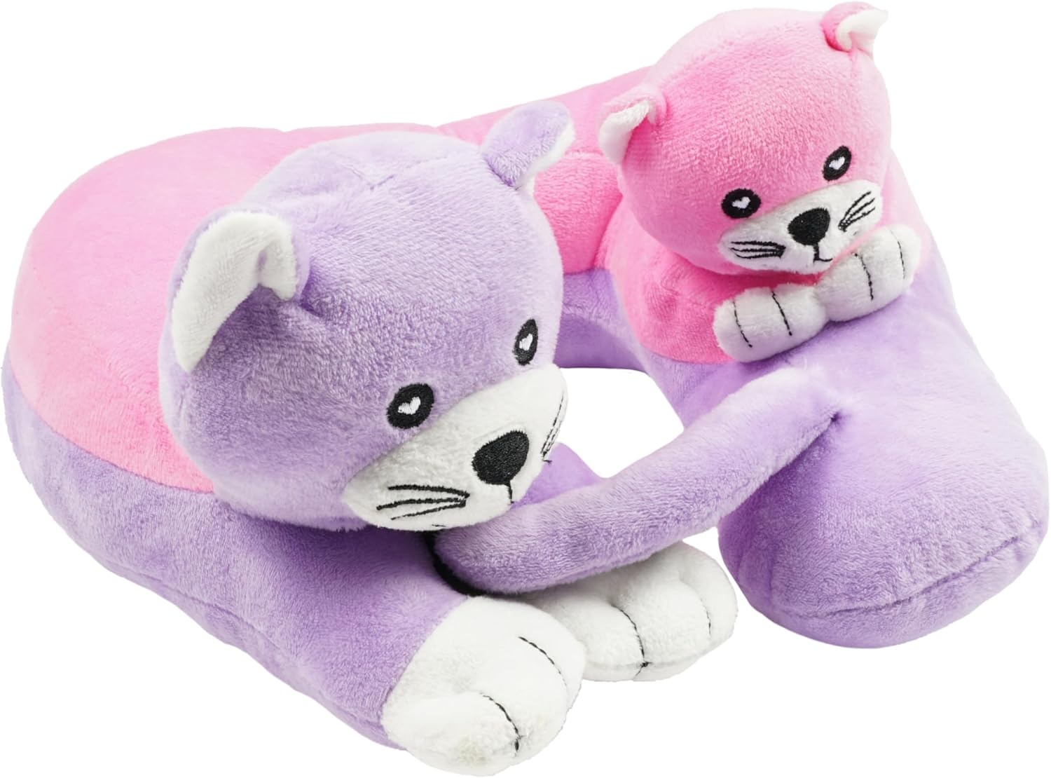 Airplane Travel Pillow for Kids – – Neck Support for Sleeping on Airplanes, Trains, and Cars – Cute, Cozy, and Cuddly Animal Pal for On-The-Go Journeys (Kittens)