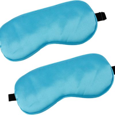 2 PCS Blue Silk Sleep Mask, Sleeping Eye Mask, Eye Masks for Sleep Silk Eye Mask for Sleeping Blindfold Travel Eye Mask Sleep for Men Eye Covers for Sleeping Mask Women Men Shade Cover Sleep Patches