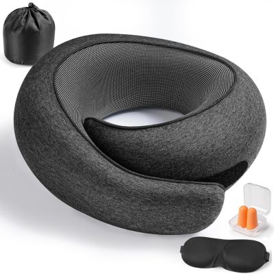 Travel Pillow,Travel Neck Pillow, 360°Memory Foam Neck Pillow Airplane, Travel Pillows for Airplanes, Airplane Pillow, Soft Airplane Neck Pillow Stowable U-Shaped Pillow (Dark Grey)